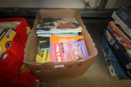 A box of books and magazines