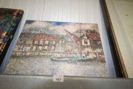 Diana North oil on board 'Snape Maltings'