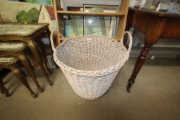 A wicker log basket