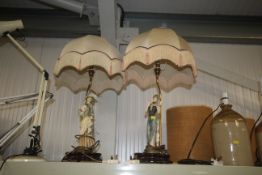 Two figural table lamps and shades