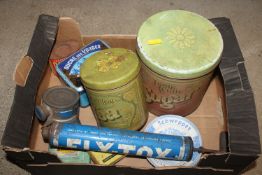 A collection of various vintage tins