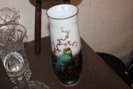 A 19th Century French milk glass vase with parrot