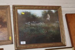 Mead, framed and glazed acrylic 'Hunting Barn Owl'
