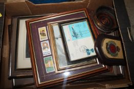 Four framed aircraft prints with various other fra