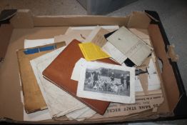 A box of miscellaneous ephemera, photos, visitors