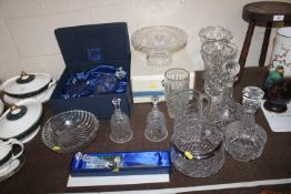 A collection of various cut table glass ware to in