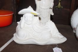 A Chinese blanc de chine figure depicting sleeping