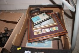 Four framed aircraft prints and various other fram