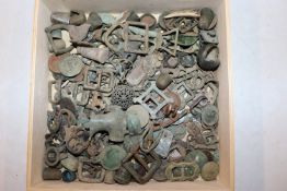 A box containing various metal detector finds etc.