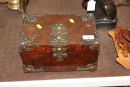 A Victorian burr walnut and brass mounted box