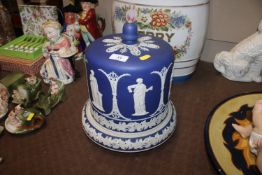 A large Wedgwood type blue jasper cheese dome