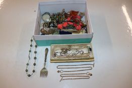 A box containing various costume jewellery to incl