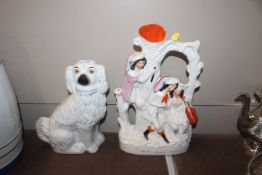 A Victorian Staffordshire flatback spill holder gr