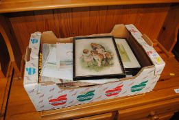 A box of miscellaneous prints and watercolours