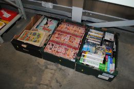 Three boxes of miscellaneous books including Beano
