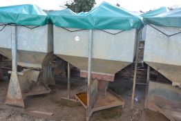 10 x Peter Allen feeders 750kg capacity c/w canvas covers (Photograph shows sample of the lots of