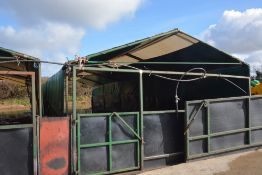 Pig tent 40` x 16` overall comprising 5 bays constructed of 8` sections comes with drinkers (Buyer