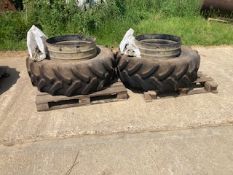 Pair Stocks Dual Wheels, 420/70 R28 c/w 8 Clamps,