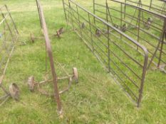 Pair of Wheeled Metal Hurdles with Wheels as found