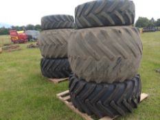 Pair of Russian 8 Stud 28-1R-26 Rears, Pair of Fronts 19.5 LR 24 and Pair of Terra Tyres 66x43.