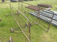 Pair of Wheeled Metal Hurdles with Wheels as found