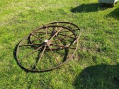 Pair of Metal Cart Wheels