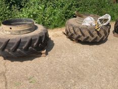 Pair Stocks Dual Wheels 420/85 R30 c/w 8 Clamps,