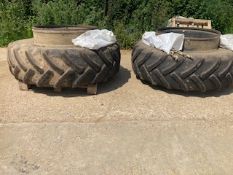Pair Stocks Dual Wheels 520/85 R42 c/w 12 Clamps,