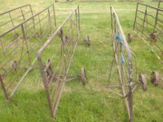 Pair of Wheeled Metal Hurdles with Wheels as found