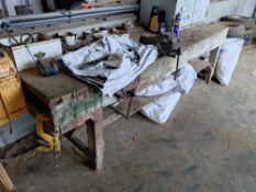 Carpenters bench with wood vice and metal vice