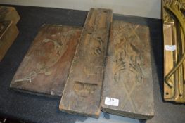 Three Carved Wooden Moulding Blocks