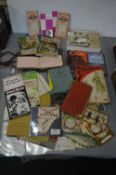 Vintage Ephemera Including Autograph Album, Cigarette Cards, Maps, etc.