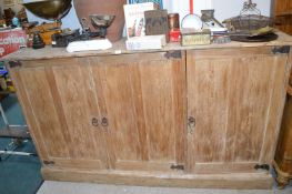 Large Pine Three Door School Cupboard