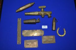 Vintage Brass Items, Machine Labels, etc.