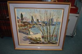 Oil on Canvas by Evgeni Zherdzitskiy Entitled Spring, Crimea , Gurzut 1963, Ukraine