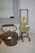 Victorian Copper Kettle and Adjustable Fireside Kettle Stand