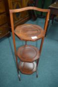Inlaid Mahogany Folding Three Tier Cake Stand