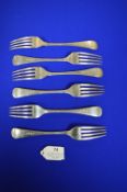 Six Hallmarked Silver Desert Forks - London 1908, ~294g total