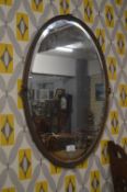 Brass Framed Oval Beveled Edge Mirror