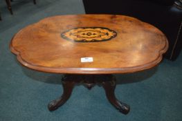 Small Low Table with Walnut Inlaid Top on Mahogany