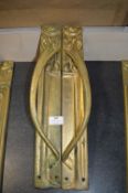*Pair of Reproduction Brass Art Nouveau Style 48cm Door Handles
