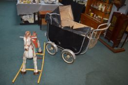 Vintage Pram and a Metal Rocking Horse