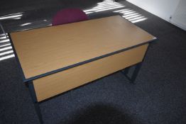 *Office Table with Folding Legs in Light Oak Finish with Grey Metal
