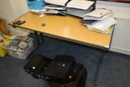 *Office Table on Folding Legs in Light Oak Effect Top with Grey Metalwork