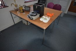*Office Table with Light Oak Top with Grey Metalwork