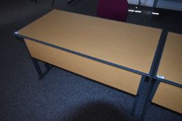 *Office Table with Folding Legs in Light Oak Finish with Grey Metal