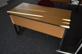 *Office Table with Folding Legs in Light Oak Finish with Grey Metal