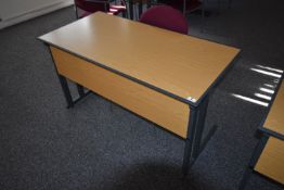 *Office Table with Folding Legs in Light Oak Finish with Grey Metal