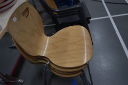 Four Wood Effect Stackable Office/Cafe Chairs
