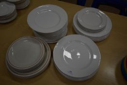 Quantity of Plain White Plates Including Churchill, Dudsons, etc.